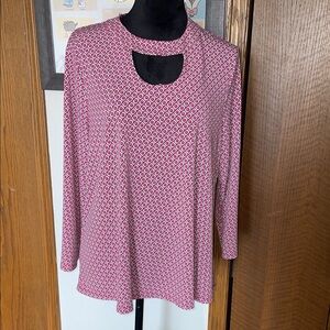 Cato Geometric Patterned Pink Top